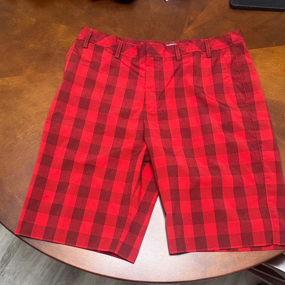 Adidas Men's Red Checkered Shorts
